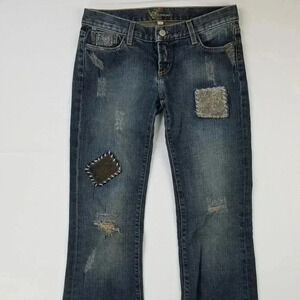 Bebe Carmen RS Patch Bootcut Factory Distressed 28